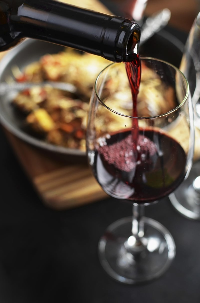 Wine glass on table